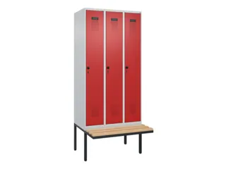 locker met bank,HxBxD 2120x900x815mm,3vak,vak B 300mm,draaigrendel - 3