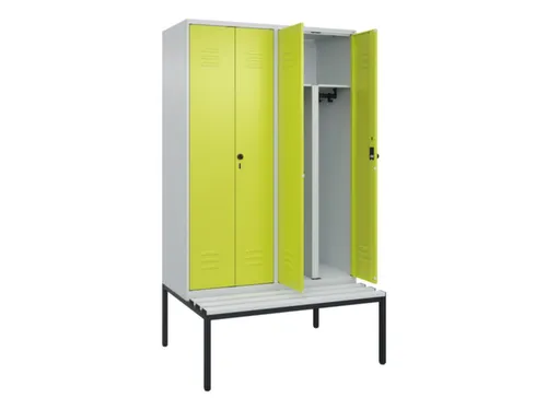 PBM-locker met bank,HxBxD 2120x1200x815mm,4vak,vak B 300mm