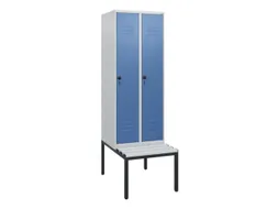 locker met bank,HxBxD 1950x600x815mm,2vak,vak B 300mm,draaigrendel