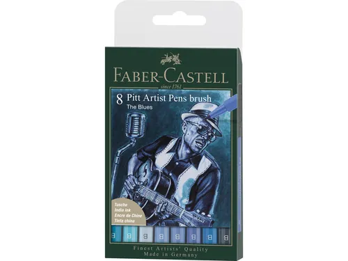 Tekenstift Faber-Castell Pitt Artist Pen Brush etui 8 stuks Blues
