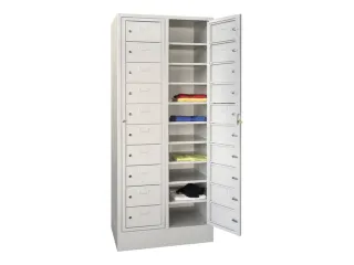 Wasgoedkast 1850x770x500 2x10 Vakken Sokkel Ral7035 Front Ral7035 - 2