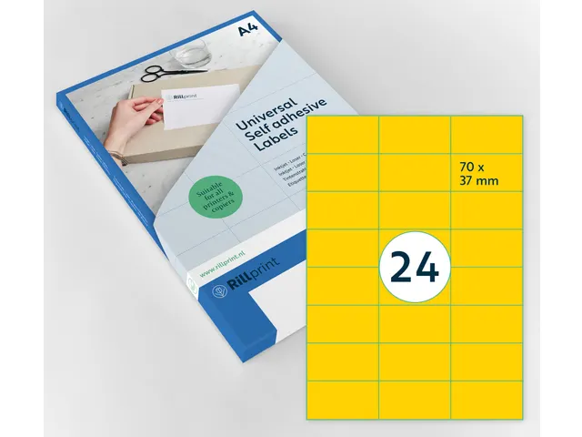 Gekleurde Etiketten 70x37mm Geel 42712