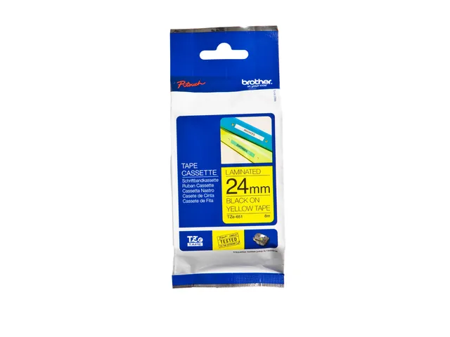 Ruban de lettrage Brother P-Touch TZe-651 standard 24mm noir sur jaune