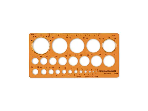 Sjabloon cirkel Standardgraph 1-36mm 25 cirkels met inktrand