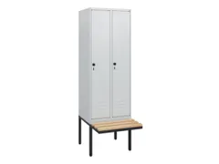 locker met bank,HxBxD 1950x600x815mm,2vak,vak B 300mm,draaigrendel