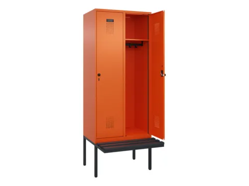 locker met bank,HxBxD 2120x800x815mm,2vak,vak B 400mm,draaigrendel