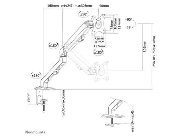 Monitorarm FPMAD650 1 scherm max. 27 inch met klem Zwart
