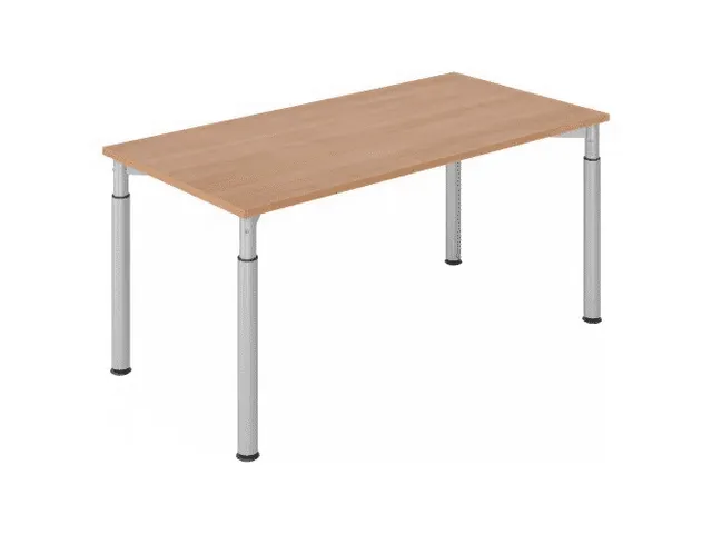bureau,HxBxD 680-820x1600x800mm,blad notenboom,4voeten zilverkleurig