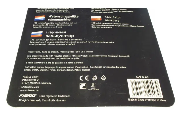 Calculator Fiamo ECO 30 BK zwart-wit