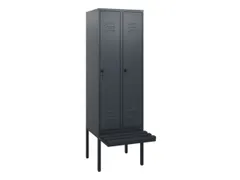 locker met bank,HxBxD 1950x600x815mm,2vak,vak B 300mm,draaigrendel