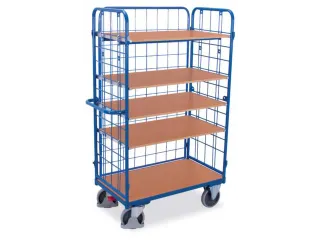 Etagewagen 500kg 1000x700mm H 1820mm 3 Wanden Draadgaas 5 Etages - 1