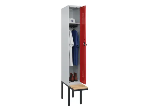 locker met bank,HxBxD 2120x300x815mm,1vak,vak B 300mm,draaigrendel
