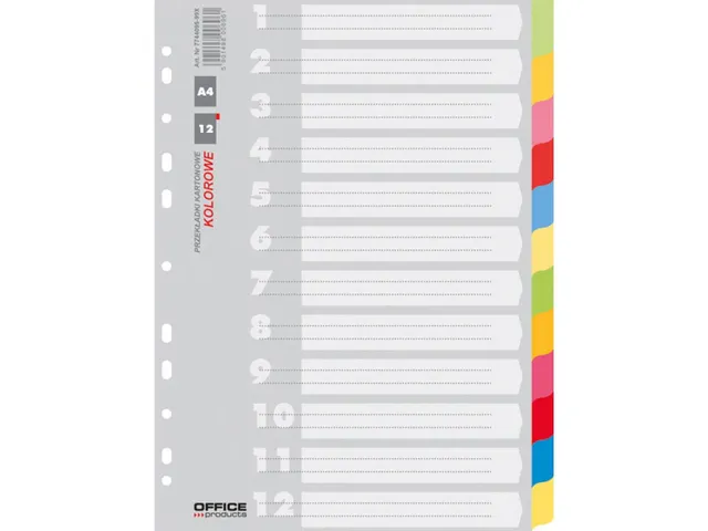 Office Products tabbladen A4 karton 11-gaats 12 tabs assorti
