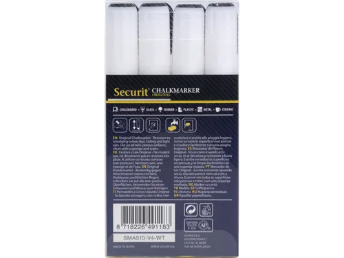 Krijtstift Securit Sma-510 Schuin 2-6mm Wit 4 Stuks