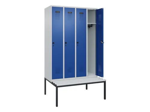locker met bank,HxBxD 2120x1200x815mm,4vak,vak B 300mm,draaigrendel
