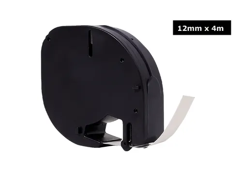 Labeltape Quantore 91201 12mmx4m kunststof zwart op wit