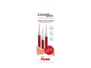 Gelschrijvervulling Pentel LR7 Energel medium rood set à 3 stuks - 1