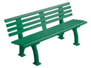Kunststofbank 740x1500x380mm Zit H 440mm 9 Latten 2 Pootstellen Groen - 1