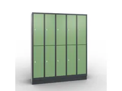 lockerkast draaigrendel 1800x1480x500 5x2vakken RAL7021 front RAL6011
