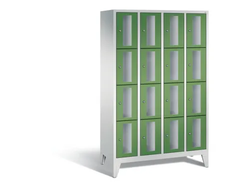 Lockerkast 1850x1190x500mm 4x4 vakken Cilinderslot Poten, RAL6011
