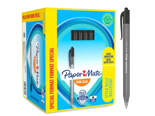 Balpen Paper Mate Inkjoy 100RT medium zwart valuepack 80+20 gratis