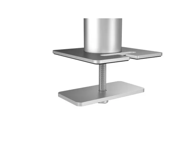 Bras 2 écrans Fixation bureau avec passe-câble Argent
