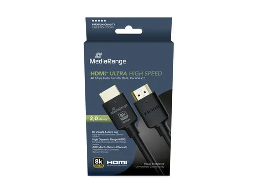 MediaRange HDMI Ultra High Speed Ethernet kabel 48 Gbps Zwart 2 meter