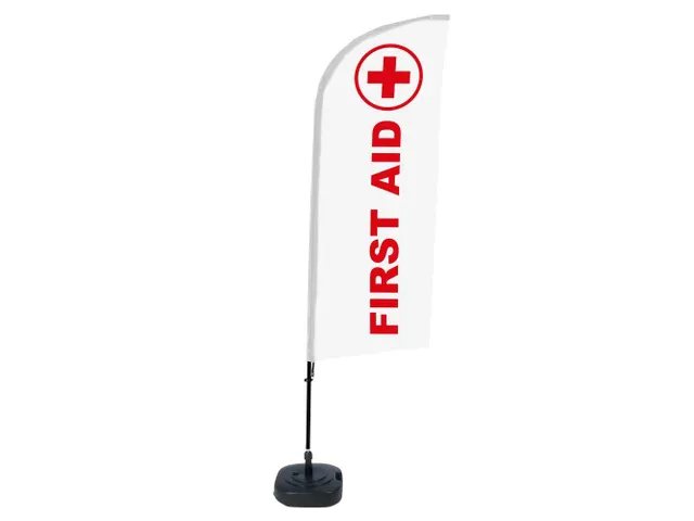 Promotievlag Alu Wind complete set "First Aid" wit/rood