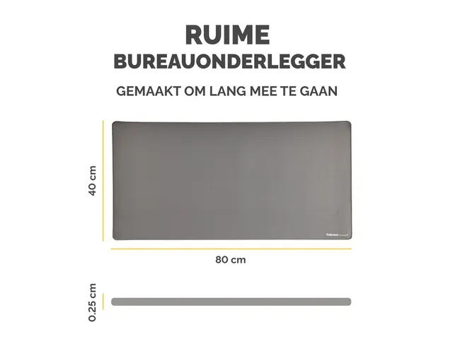 Bureau-onderlegger Fellowes Breyta grijs 80x40cm