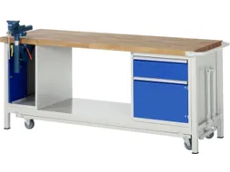 Werkbank Hxbxd 880x2000x700mm Beukenhouten Werkblad 1lade 2 Kasten