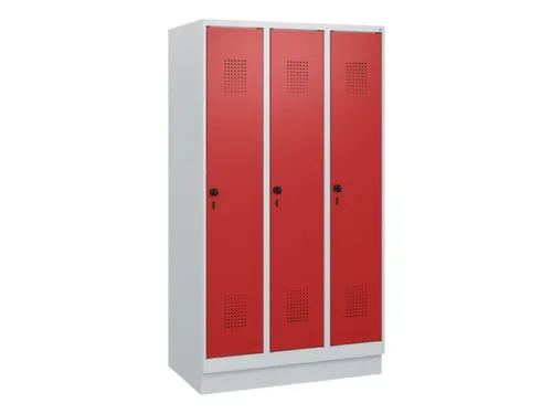 schoollocker,HxBxD 1630x900x500mm,3vak,vak B 300mm,draaigrendel,sokkel