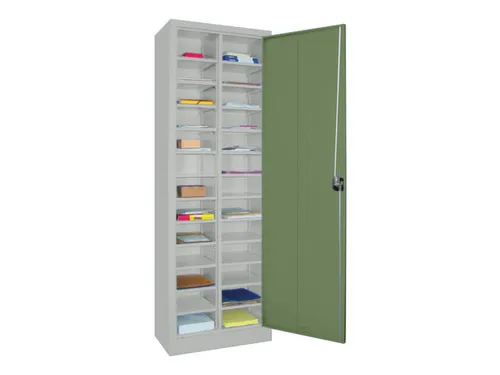 Postsorteerkast 1950x640x400mm 2x13vakken 1deur Ral7035 Front Ral6011