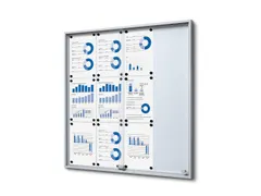 Vergrendelbaar notitiebord Indoor Slim 12xA4 met Schuifdeuren Zilver