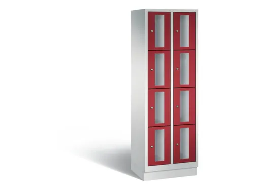 Lockerkast 1800x610x500mm 2x4 vakken Cilinderslot, Sokkel, RAL3003