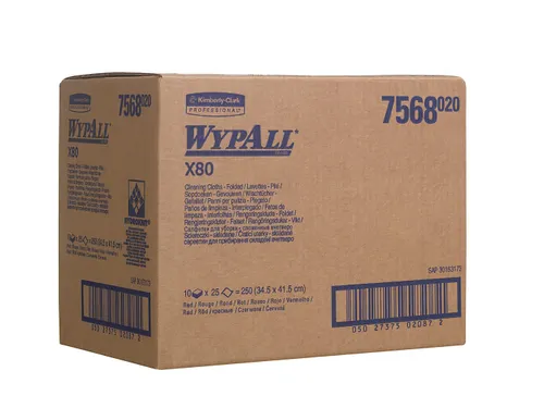 WypAll 7568 sopdoek X80 I-vouw 1-laags Rood 250 Stuks