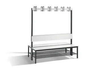 omkleedbank,HxLxD 1650x1500x760mm,HPL wit,frame staal RAL7021 - 1