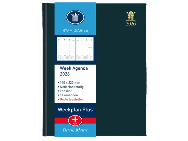 Agenda 2026 Ryam Weekplan Plus Mercury groot letter 7dagen/2pagina's z