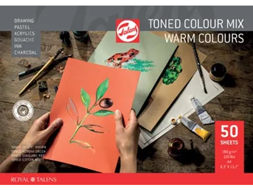 gekleurd tekenpapier, warme kleuren, ft A4 180g