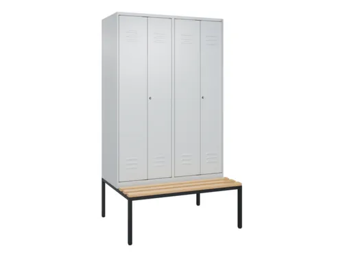 PBM-locker met bank,HxBxD 2120x1200x815mm,4vak,vak B 300mm,cil.-slot