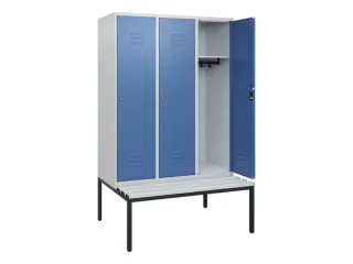 locker met bank,HxBxD 1950x1200x815mm,3vak,vak B 400mm,cil.-slot - 2