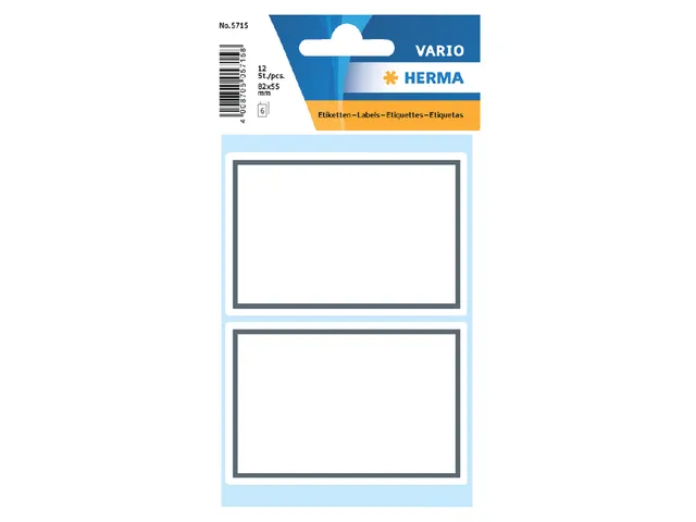 Schrift Etiket Herma 5715 53x80mm Wit met Grijs Kader 12 stuks