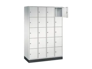 lockerkast,RAL 7035,HxBxD 1950x1220x500mm,4x5vakken,cil.-slot,sokkel - 1