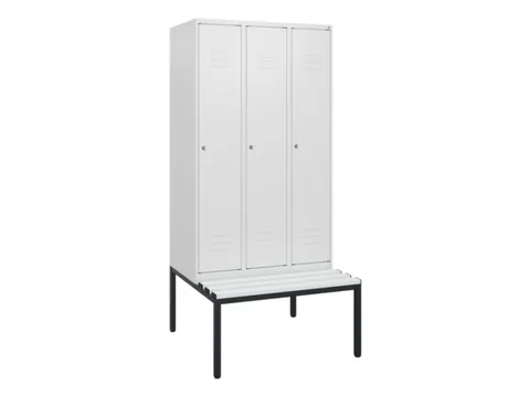 locker met bank,HxBxD 1950x900x815mm,3vak,vak B 300mm,cil.-slot