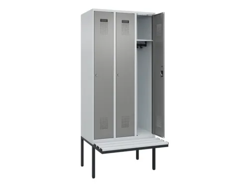 locker met bank,HxBxD 2120x900x815mm,3vak,vak B 300mm,cilinderslot