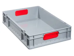 Euronorm-Stapelbak 600x400mm 120mm H Pp Wand/Bodem Gesloten Grijs/Rood