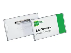 Badge Durable 8001 met speld en klemrand 40x75mm