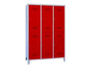 dubbeldekse locker,HxBxD 1850x1200x500mm,3x2vak.,RAL7035,front RAL3000 - 2