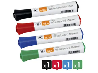 Viltstift Nobo Whiteboard Glide Rond Assorti 3mm Blister à 4st - 3