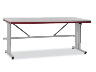 paktafel,HxBxD 720-1120x2000x800mm,blad lichtgrijs,C-voet van staal - 3