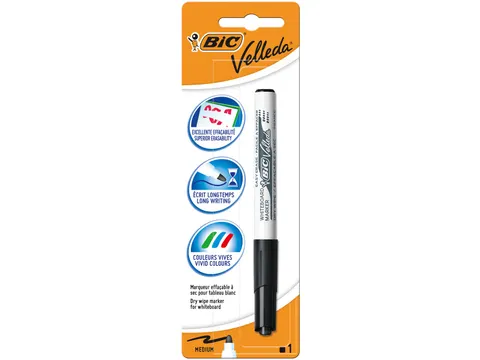 Bic Velleda whiteboardmarker 1741, zwart, op blister